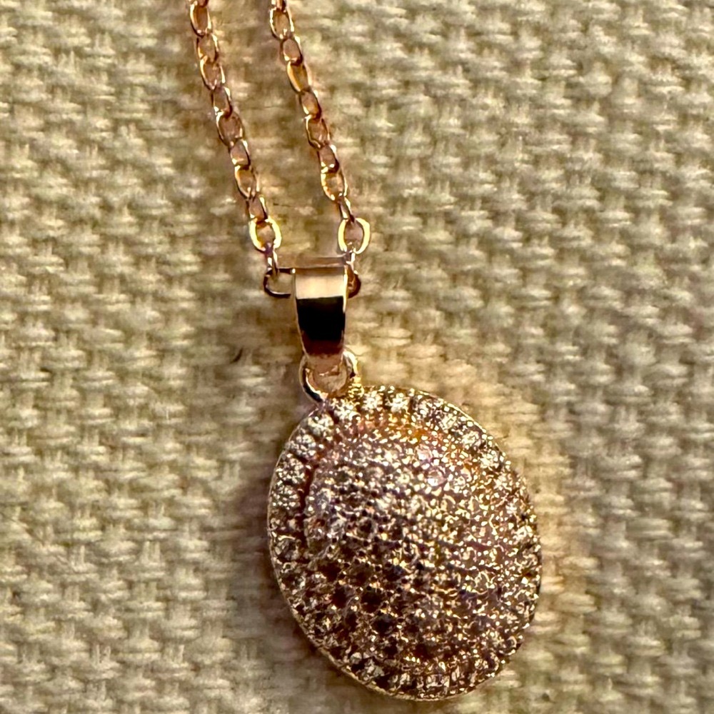 NIP Nikola Valenti Rose Gold Plated Pave Necklace Women’s Jewelry Round Pendant